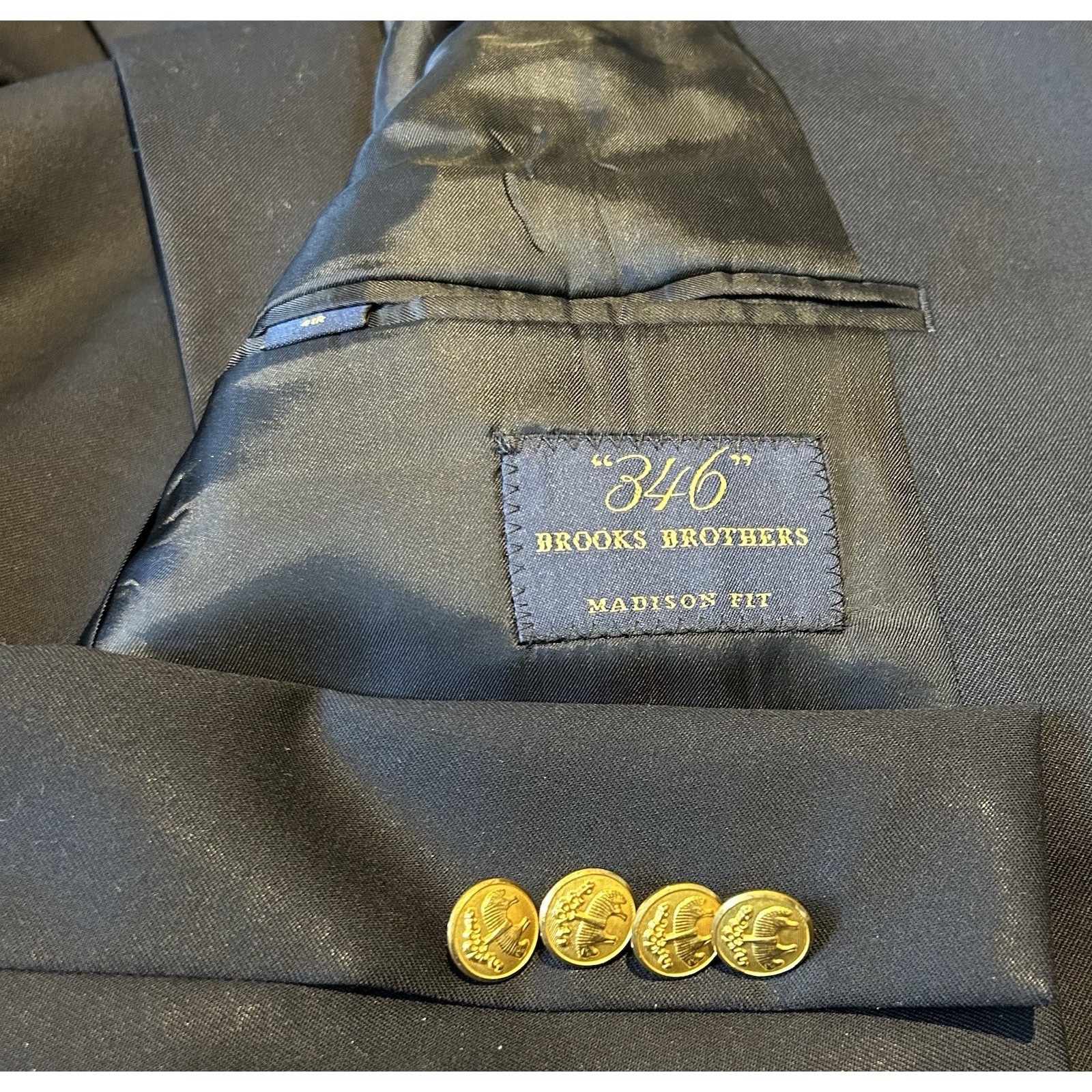 Brooks Brothers Blazer Mens 41r Navy Madison Wool Gold Button Sport Coat